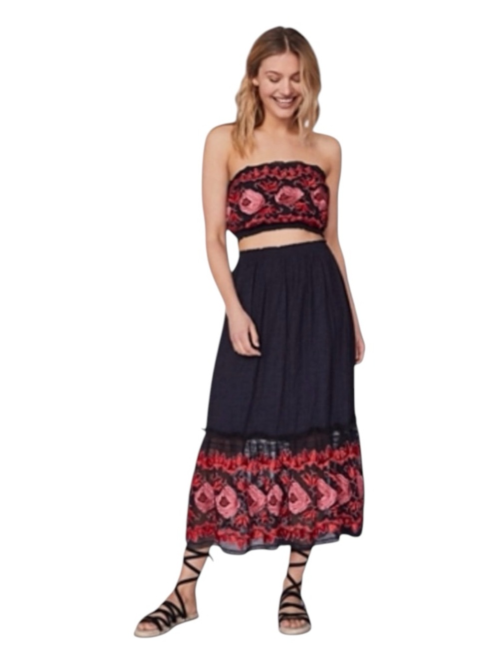 FREE PEOPLE Rosebud Tube Set, Size M (Both Pieces).